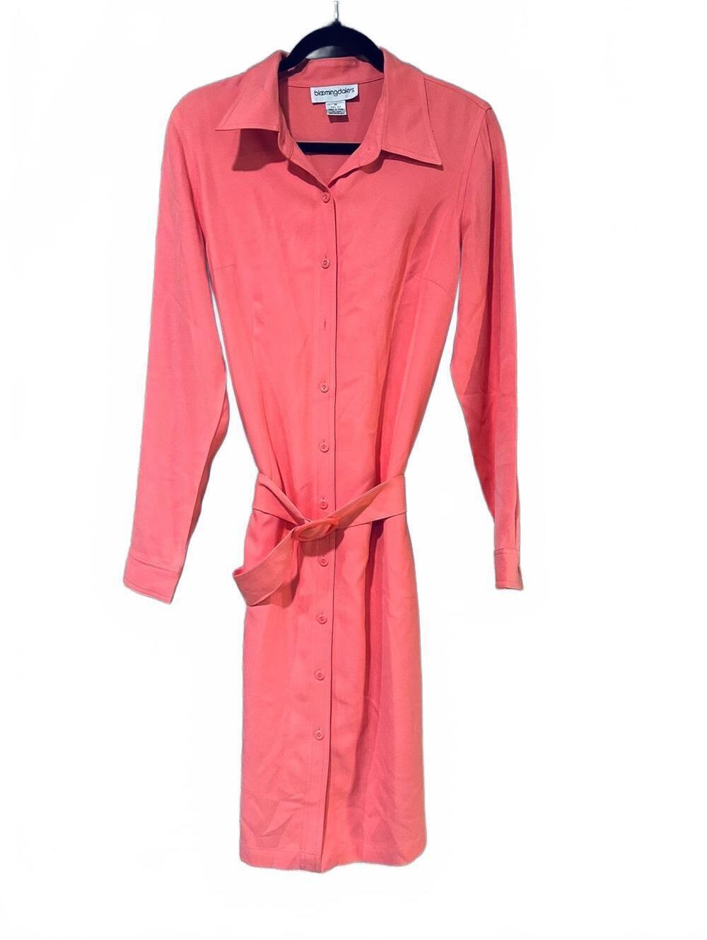 Vintage 100%silk Bloomingdale’s costal button down dress with cinch belt